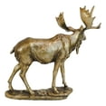 thumbnail image 2 of Realistic Large Bull Moose Statue In Gold Patina 11" W Rustic Elk Deer Accent, 2 of 9