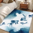 thumbnail image 4 of Navy Blue Fish Area Rugs 2.7'x5', Washable Small Throw Rugs for Kitchen Bedroom, Nautical Coastal Summer Ocean Modern Art Indoor Outdoor Rug Non-Slip Low Pile Carpet Runner Reversible Floor Mats, 4 of 8