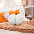 thumbnail image 4 of Halloween Plush Pumpkin Pillow, Soft Stuffed Ornament for Fall & Thanksgiving Decor, 8″, White, 4 of 12
