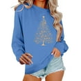 thumbnail image 2 of Blmnix 2025 Hoodie for Women Long Sleeve Christmas Sweatshirt Blue Womens Dressy Tops Crew Neck Cute Pullover Tops, 2 of 6