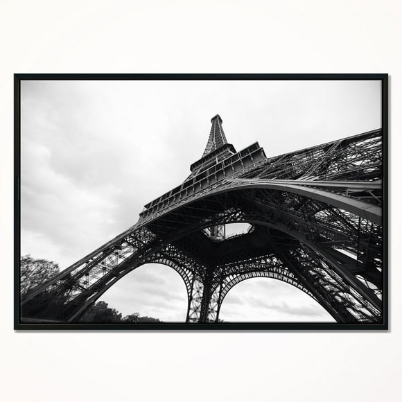 J.A. Henckels International Design Art Paris Paris Eiffel Towerin Black And White Side View Framed Canvas Art Print