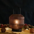 thumbnail image 2 of Decorative Medium Battery Powered Outdoor lantern, Metal and Glass Cordless Lamp, Decorative Table Lamp with 6H Timer (Purple), 2 of 14