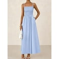 thumbnail image 4 of Women'S Summer Maxi Dresses Beach Sundress Casual Spaghetti Strap Smocked Swing A Line Long Flowy Dress Light Blue L, 4 of 7