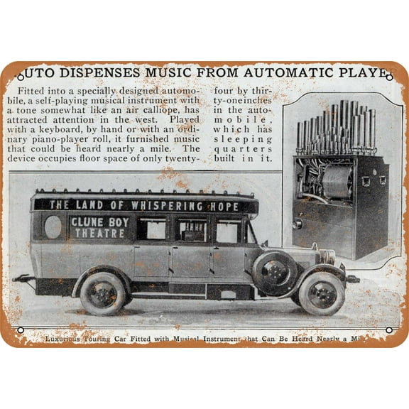 1924 Loud Musical Bus Metal Sign - 7x10 inch - Vintage Look