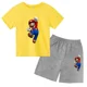thumbnail image 3 of Conjunto de 2 piezas de camiseta y pantalones cortos de Mario de manga corta de verano para niños y niñas de 3 a 12 años, conjunto deportivo informal para niños, 3 of 5