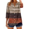 thumbnail image 2 of Danhjin Print Button Down Shirts for Women 3/4 Sleeve Loose Fashion Shirts Casual Going out Fall Summer Spring Tops, 2 of 7