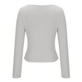 thumbnail image 4 of Long Sleeve Shirts For Women Solid Color Long Sleeved Lace Patchwork U-neck Knitted Casual Crew-neck Gray Lightweight Soft Casual Summer Outfits Clothes 2025 S-XL, 4 of 5