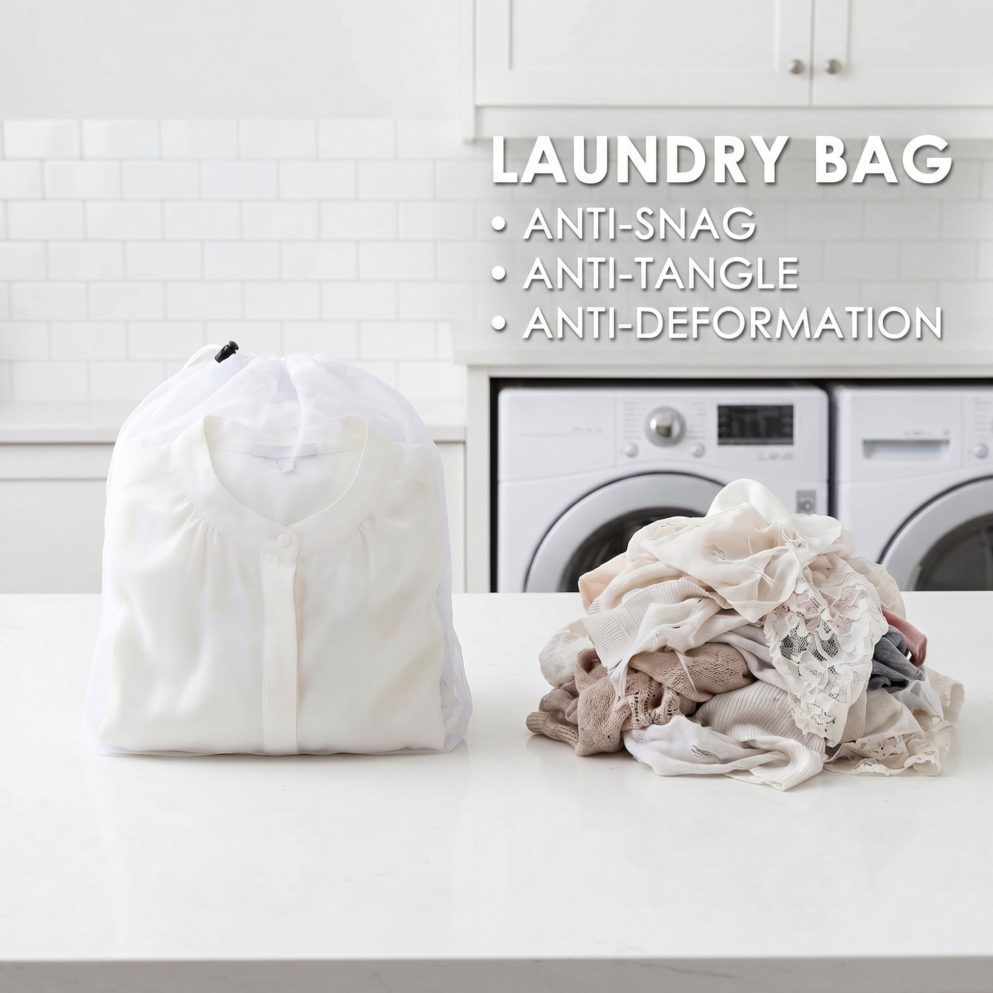 Unique Bargains 2 Pack Nylon Mesh Laundry Bags with Drawstring Closure for Socks White A 11.8"x15.7"