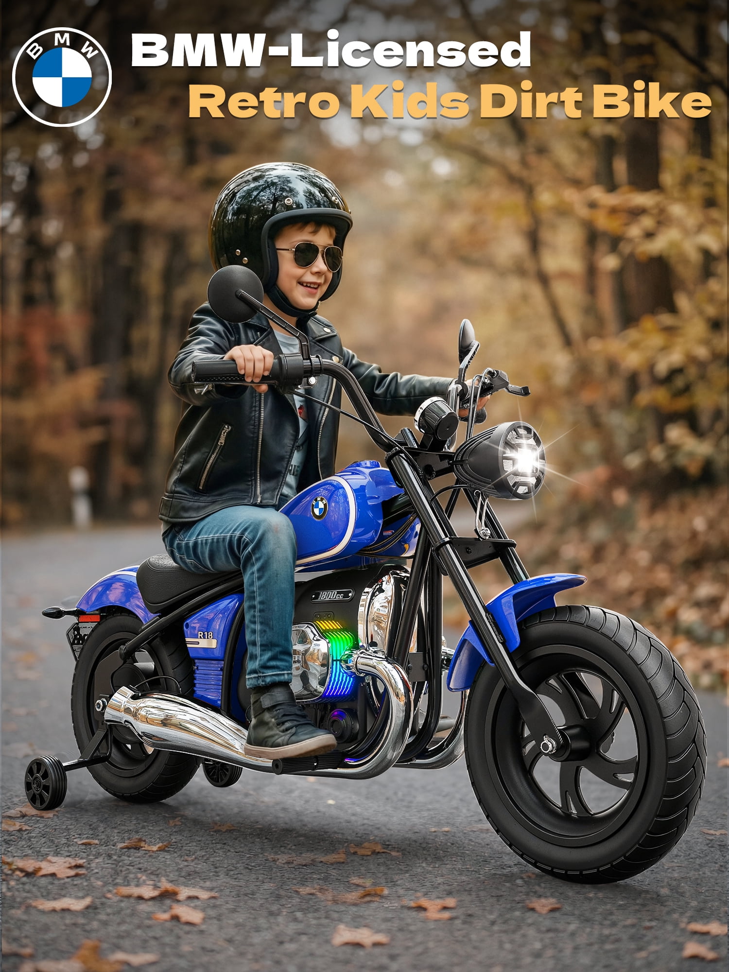 TOKTOO BMW Licensed 24V Electric Dirt Bike for Big Kids, Electric Motorcycle for Kid Age 8-12Y, 200W Power Motor Ride on Toy, Max 13.05MPH&12 Miles Long-Range, Twist-Grip Throttle, Lights&Music, Blue