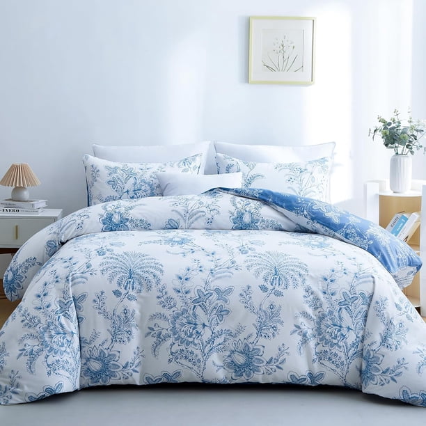 Funda Nórdica King Size 3 Piezas, Funda Nórdica Floral con 2 Fundas de Almohada, Suave