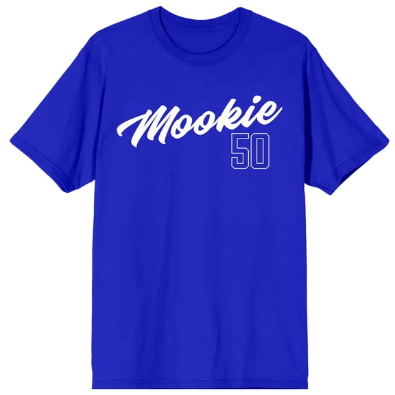 MLBPA Mookie Betts 50 Front & Back Text Adult Royal Blue Crew Neck Short Sleeve T-shirt-3XL