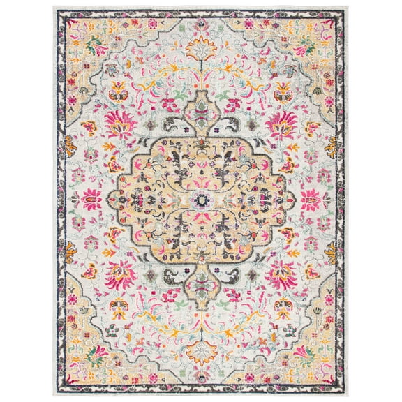 SAFAVIEH Madison Joandra Vintage Floral Area Rug, Grey/Gold, 9' x 12'