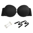 thumbnail image 6 of YANDW Women's Strapless Push Up Bra with Clear Straps Multiway Thick Padded Underwire Bras, Black 36A, 6 of 6