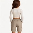 thumbnail image 5 of Grblisyd Shorts for Girls Summer Solid Color Elastic High Waist Cargo Drawstring Bermuda with Pockets Teen Kids Casual Knee, 5 of 6