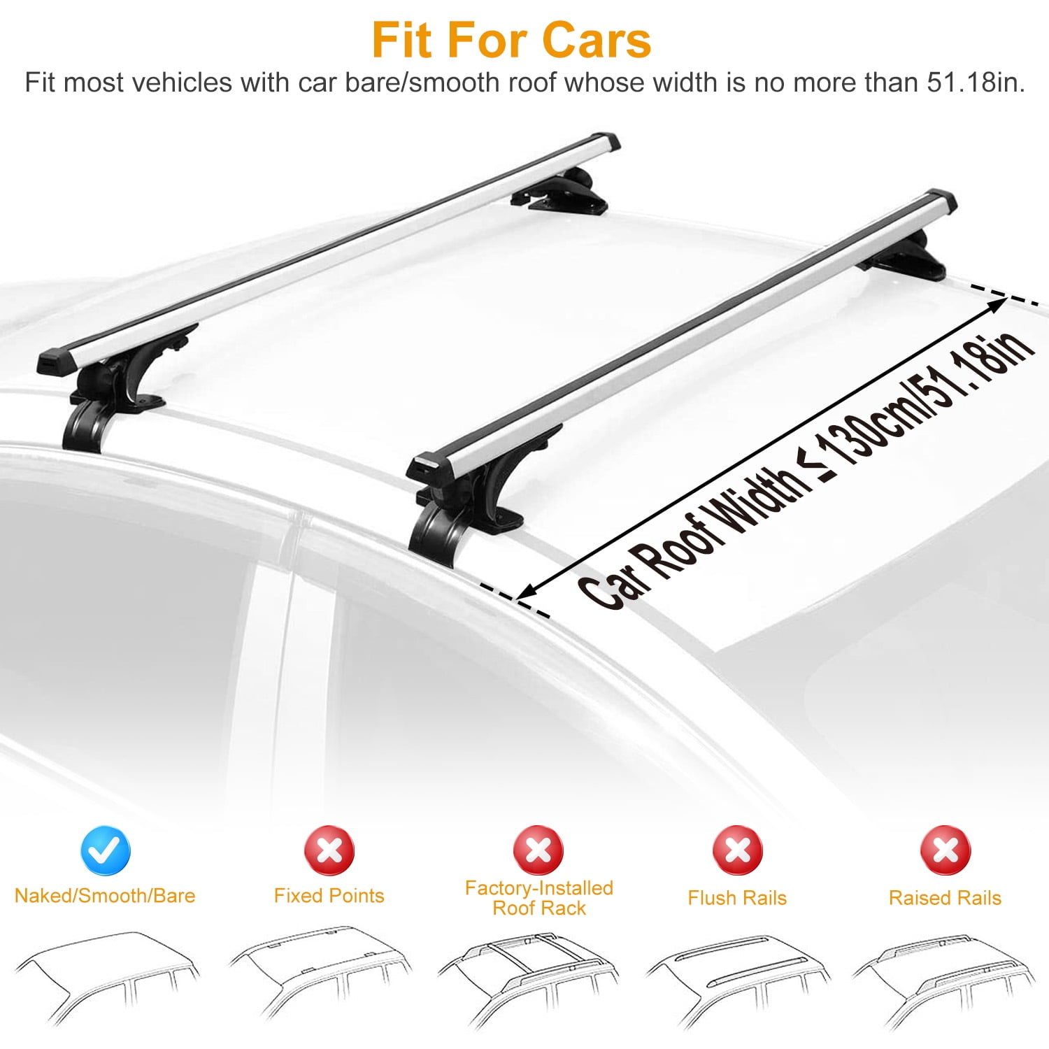 Moclever 47.2" Car Roof Rack, Aluminum Cargo Carrier Roof Rack Crossbars for Most Vehicle Wagon Cars