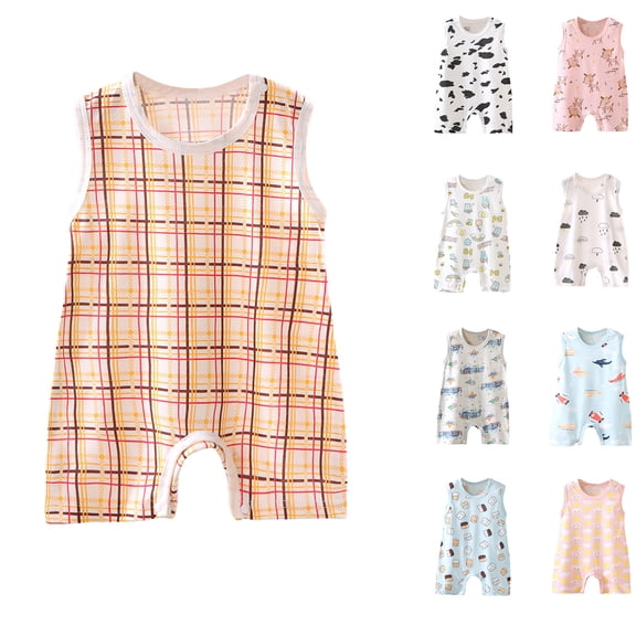 HVOBTTY Summer Infant Toddler's Rompers Sleeveless Short Length Lightweight Cotton Bodysuit