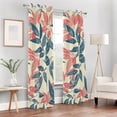 thumbnail image 6 of Leaves Red Blue Blackout Curtain Panels Drapes Privacy Assured with Light Filtering Curtains for Living room Bedroom Bathroom Window, 6 of 6