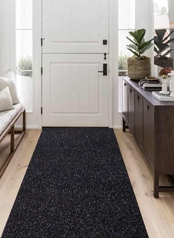 BESTVUE Area Runner Rug Outdoor Non Slips Carpet Runners Indoor Utility Rugs Mat for Kitchen Hallway Entryway Garage with Rubber Backing Black 2ft x 12ft