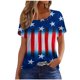 thumbnail image 1 of Fiudx Ofertas y Liquidaciones Camiseta Plisada con Cuello Estampado de Manga Corta Del Día de La Independencia para Mujer, 1 of 3