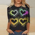 thumbnail image 2 of Penkiiy Chemises de la Saint-Valentin pour Femmes Décontractées Manches 3/4 Col Rond Blouses Imprimé Mignon Tuniques Tops 2025 3TG Multicolore, 2 of 5