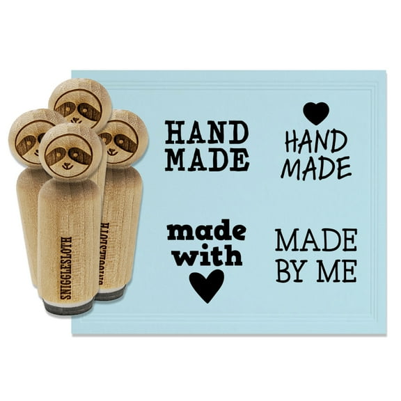 Hand Made by Me Heart Love Rubber Stamp Set for Scrapbooking Crafting Stamping - Mini 1/2 Inch