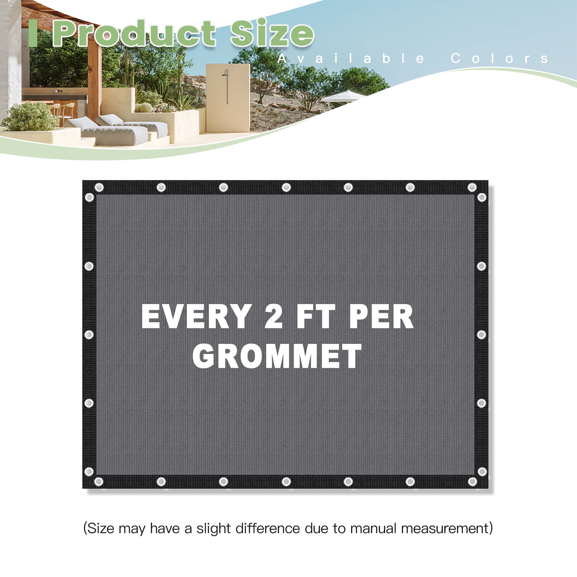 DIFY 90% UV Block Sun Shade Cloth with Grommets, 10' x 14', Gray