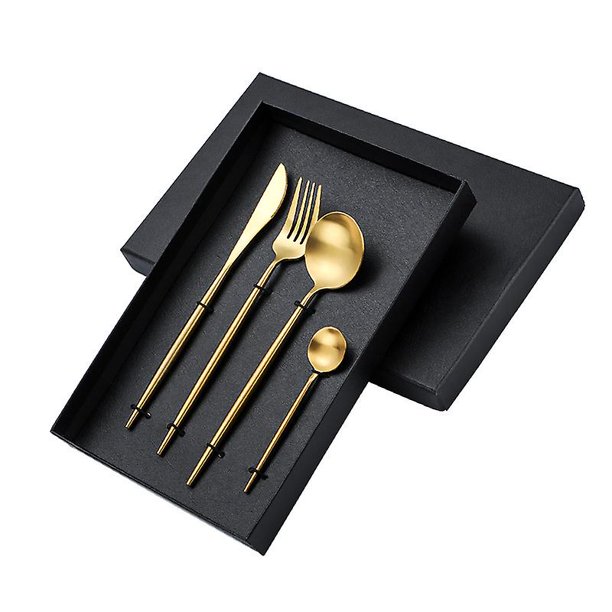 Vajilla occidental, cubiertos de acero inoxidable, cuchara, tenedor de postre de estilo Simple, cuchara de té de la leche, juego de mango cuadrado dorado Rojo Verde Cocina, Decoración y Otros