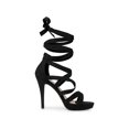 thumbnail image 3 of BLISSFUL STEP Strappy Platform Lace Up Stiletto Heels Sandals for Women Black 7, 3 of 7