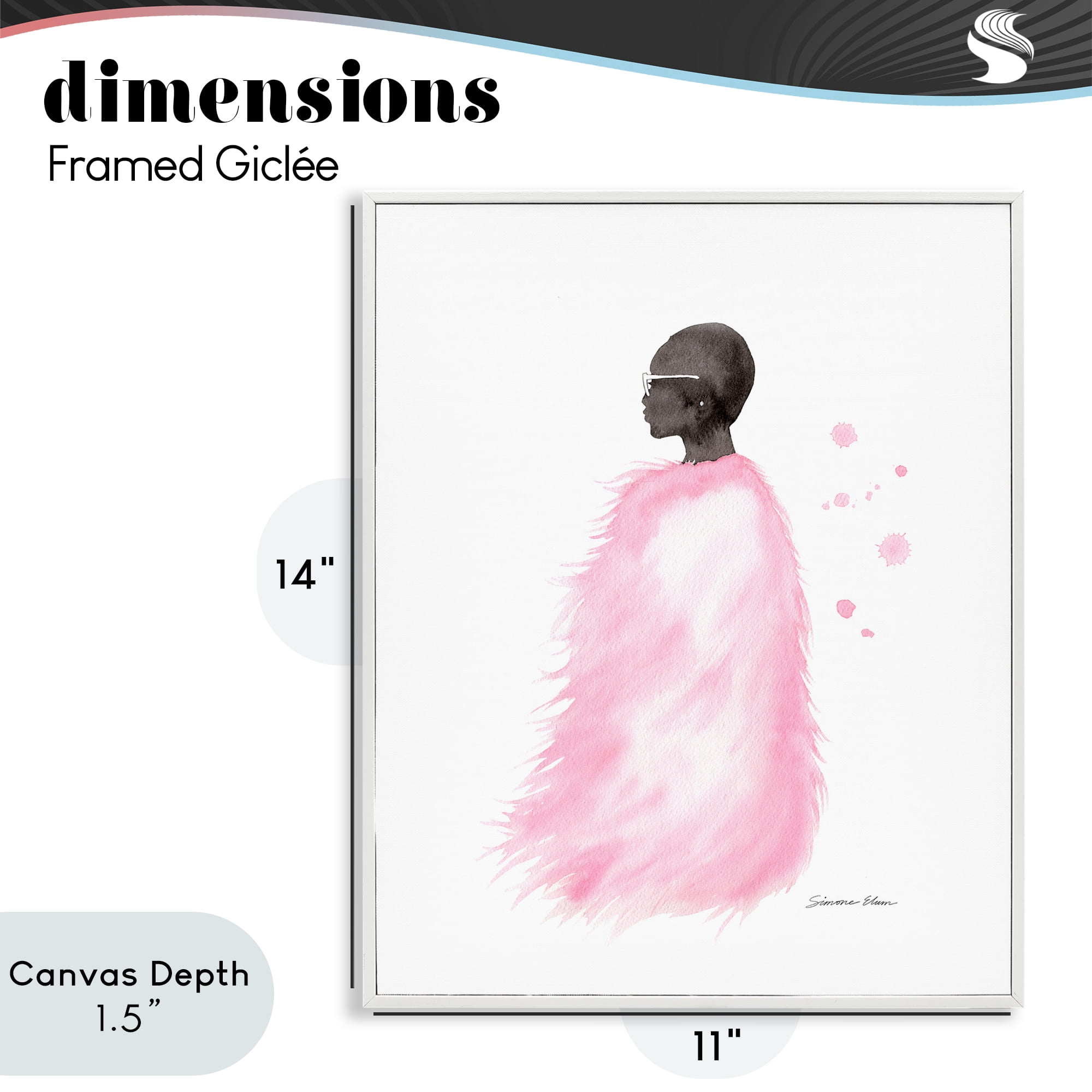 Stupell Industries Pink Fur Coat Portrait White Framed Giclee Art, design by Simone Elum