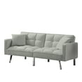 thumbnail image 4 of 74"L Futon Sofa, Velvet Sleeper Sofa with 2 Pillows, 4 of 8