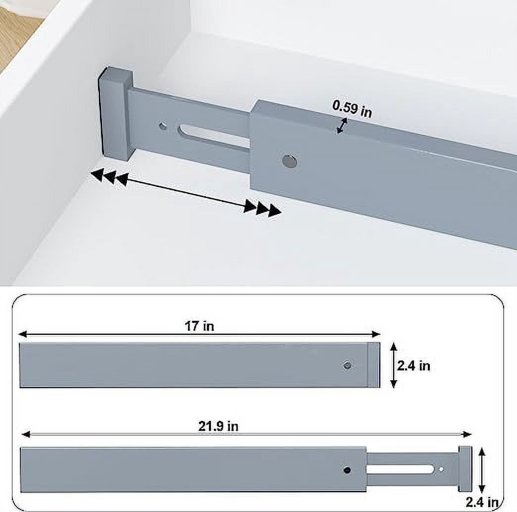 Gray White Drawer Dividers Organizer Separators Expandable - Bamboo 4-Pack Adjustable Drawer Organization Inserts for Clothes, Kitchen Utensils, and Dresser
