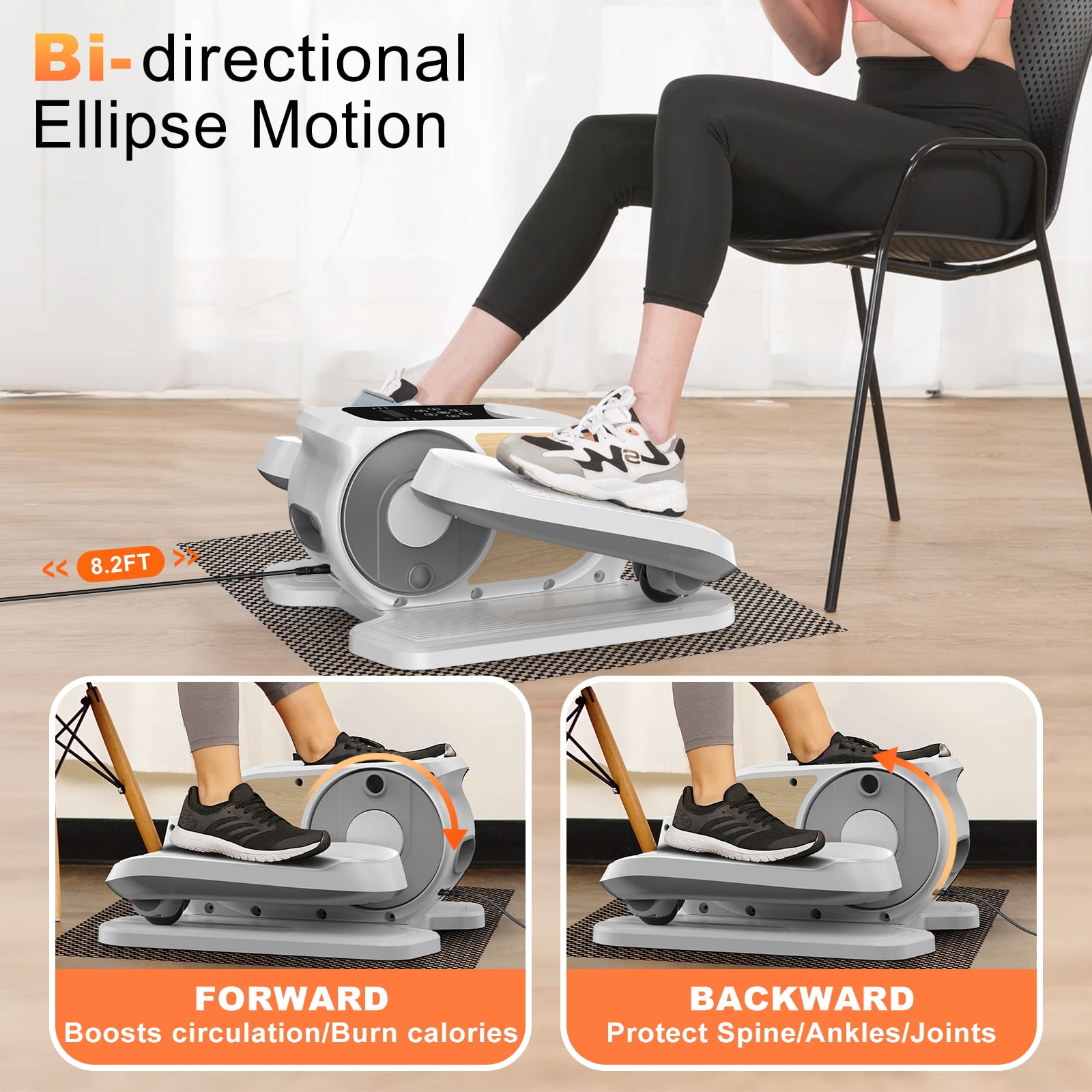 Funslim Under Desk Elliptical Machine, Leg Exerciser While Sitting for Seniors, Quiet Portable Electric Seated Pedal Exerciser,Fully Assembled with Remote Control & 12 Adjustable Speeds