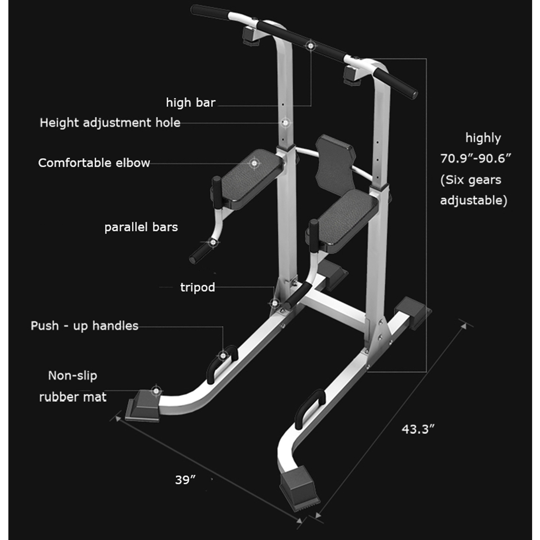 INTBUYING Pull-up Unit Single Double Barbell Rack Adjustable Home Gym Fitness - image 2 of 10