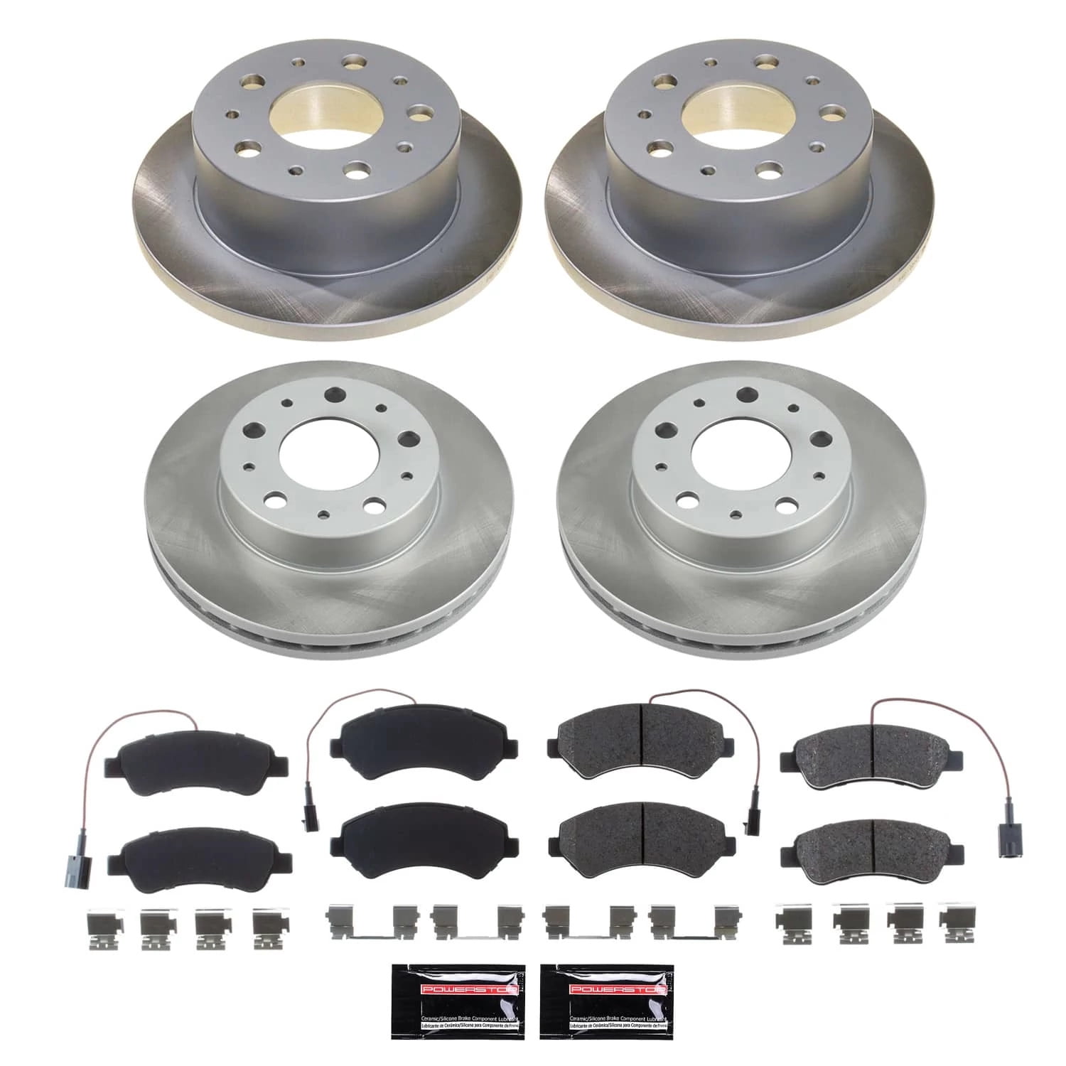 PowerStop Front and Rear Semi-Coated Rotor and Low-Dust Ceramic Brake Pad Kit SC7308