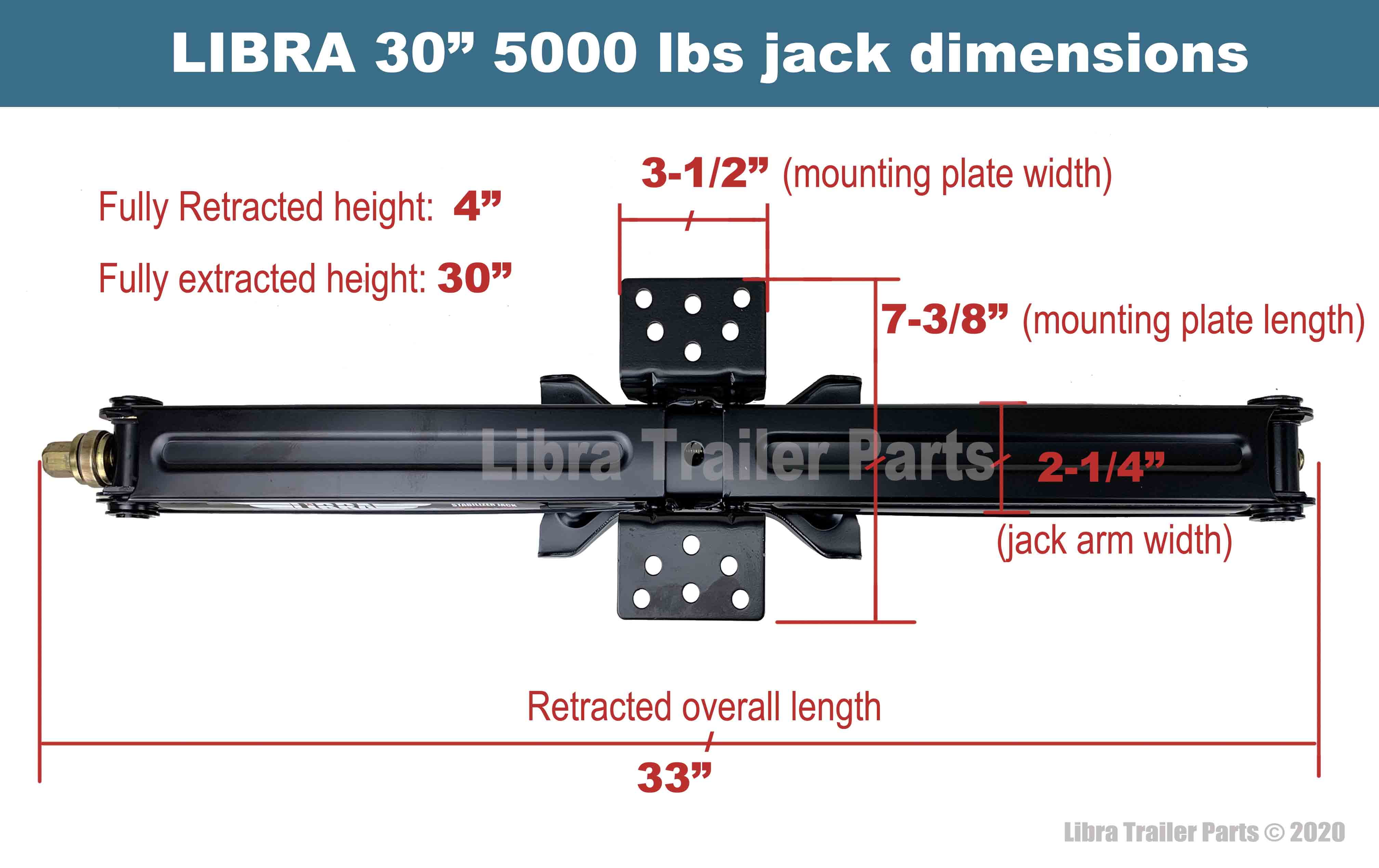 LIBRA Premium 30" 5000 lb RV Trailer Stabilizer Leveling Scissor Jack