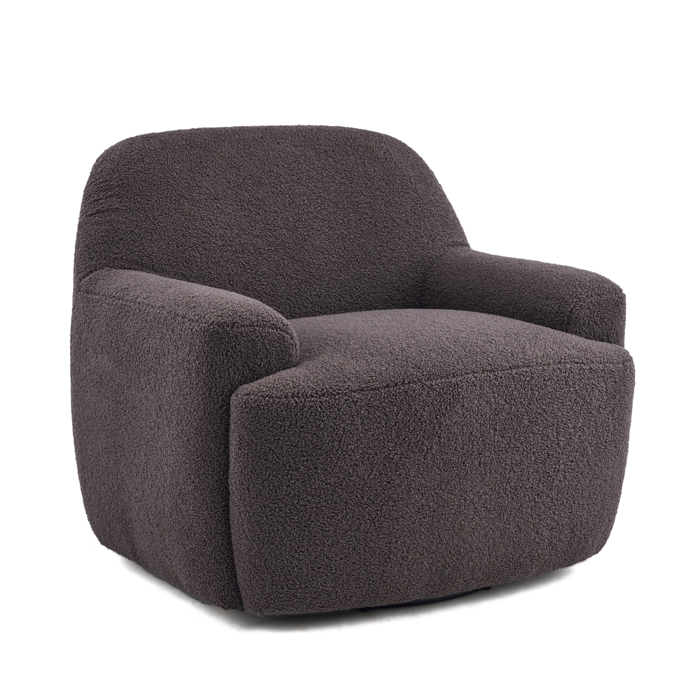 Christopher Knight Home 360° Swivel Accent Chair, Teddy Upholstered Barrel Lounge Chair, Dark Brown