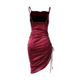 thumbnail image 3 of ITFABS Women?s Solid Color Suspender Backless Drawstring Skinny Dress, 3 of 5