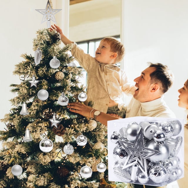 LSLJS Christmas Ball Ornaments -45pcs Shatterproof Christmas Ornaments Set ,Multiple Styles Ornaments for Christmas Trees ,Also for Other Party Decoration, Decorative Balls