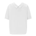 thumbnail image 6 of Ruyang Teen Girls Cotton Linen Short Sleeve Lapel Solid Baggy T Shirts Summer Lightweight Breathable Workout Tee Tops, 6 of 9