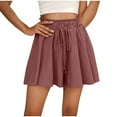 thumbnail image 2 of Yourumao Flowy Shorts for Women High Elastic Waist Ruffle Shorts with Drawstring Loose Solid Color Wide Leg Shorts Trendy Going Out Shorts, 2 of 8