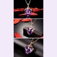 thumbnail image 5 of Guodhu Elegant Heart Shaped Amethyst Pendant Necklace, Luxury FashionRose Gold Love Heart Natural Purple Crystal Jewelry - Great Birthday Anniversary Mothers Day Valentine's Day Wedding Gift, 5 of 9