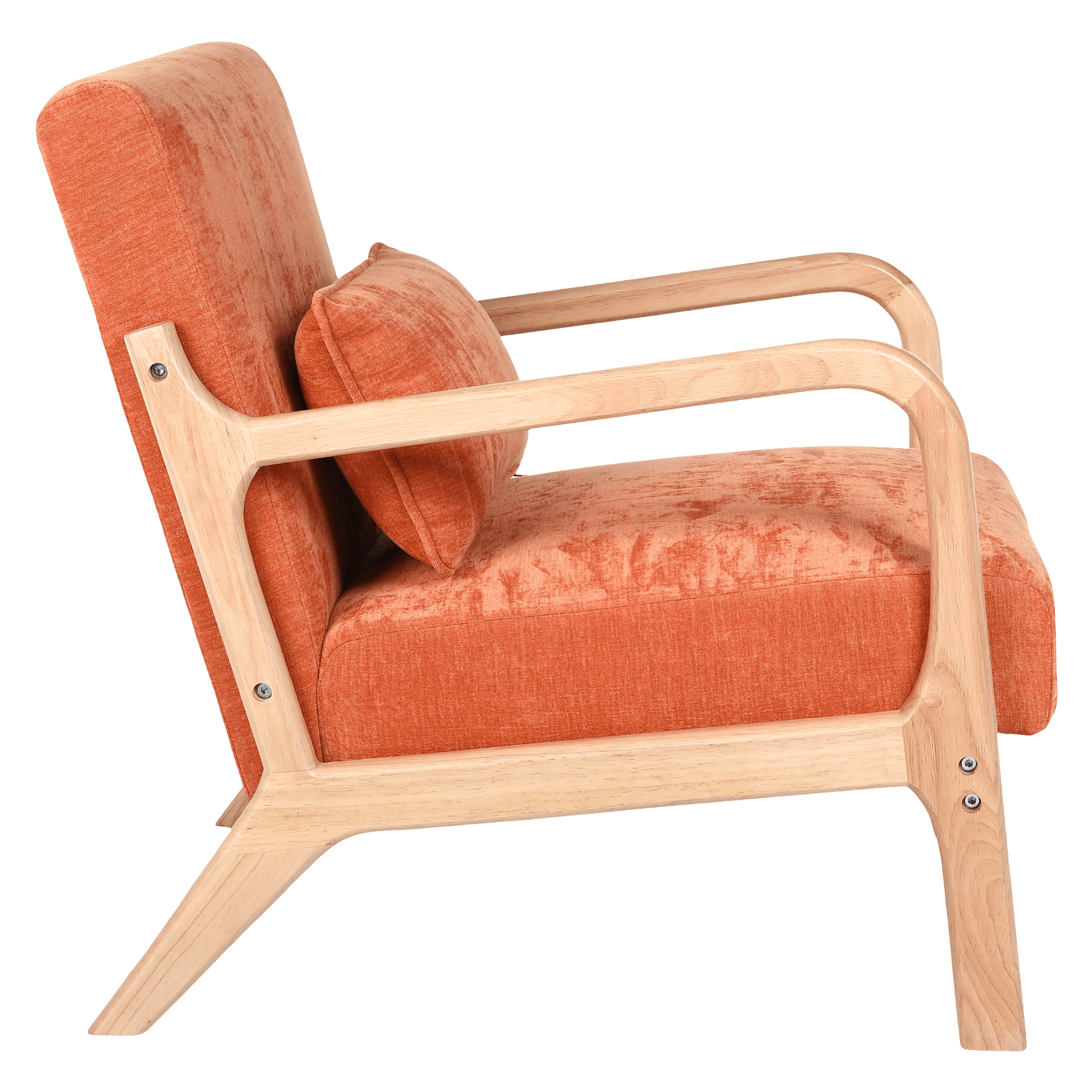 Jopath Accent Chair,Mid Century Modern Armchair with Solid Wood Frame and Detachable Lumbar Pillow for Living Room,Bedroom,Office(Orange)