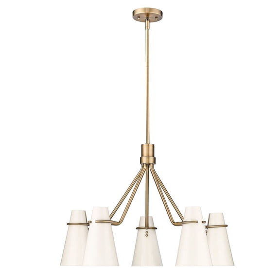 Golden Lighting Reeva 5-light Chandelier in Modern Brass and Glossy Ecru shade