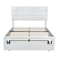 thumbnail image 3 of Set of 3 Bedroom Furniture Set, Queen Size Upholstered Platform Bed with 2 Nightstands and Padded Headboard, Functional Storage Bed Set for Bedroom, Mattress not Included, White, 3 of 7