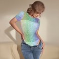thumbnail image 3 of Balery Beautiful Glitter Pattern Women's Short Sleevee Crew Neck Bodysuit Tops Short Sleeve Tops Basic-X-Large, 3 of 7