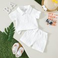thumbnail image 2 of HWJAD Toddler Baby Boy 2 Piece Summer Outfit Short Sleeve Polo Shirt and Shorts Set Infant Casual Clothes 6M-3Y, 2 of 10