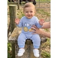thumbnail image 3 of Loicainy Infant Baby Boy Fall Stripe Romper 3 6 12 18 Months Tractor Embroidery Waffled Long Sleeve Bodysuit, 3 of 9