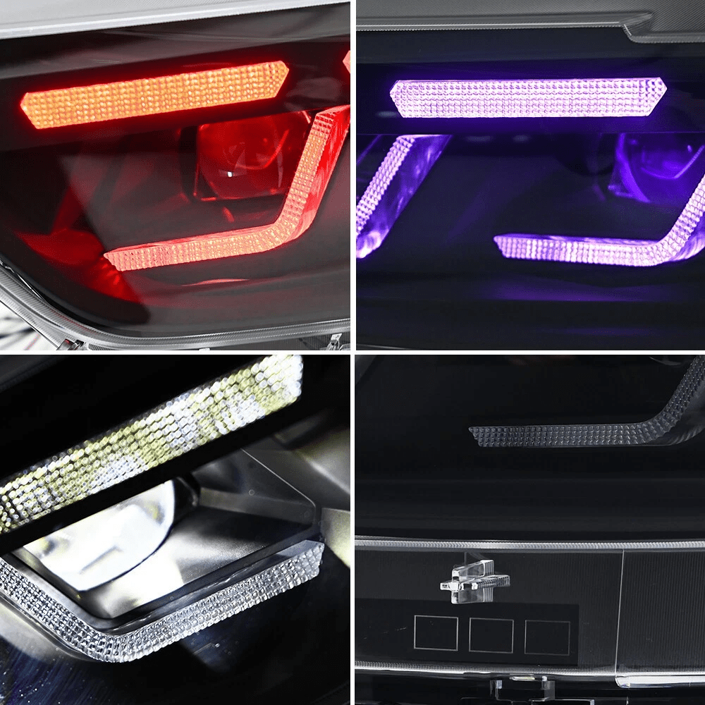 Woudy Pair RGB LED Headlights for Ford Mustang 2015 2016 2017 Head Front Lamp
