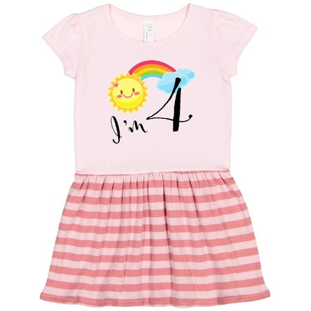 

Inktastic I m 4- Fourth Birthday Sun Rainbow Gift Toddler Girl Dress
