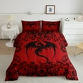 thumbnail image 2 of Gothic Dragon Comforter Set King Goth Red Black Damask Bedding Set Teen Men Bohemian Exotic Floral Animal Bed Comforter Sets Retro Victorian Baroque Dragon Quilt Set, 2 of 7